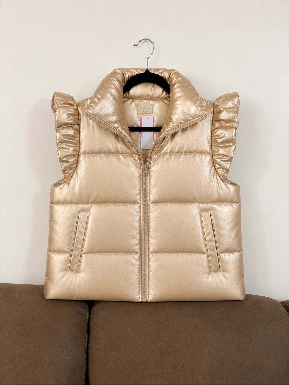 NWT Simply Southern Gold Puffy Full Zip Puffy Vest With Pockets Size XL/XXL
